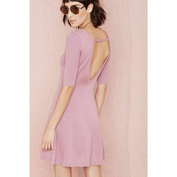 Nasty Gal Womens Pink Knit Low Back Take Turns Mini Dress Size S - Picture 9 of 13